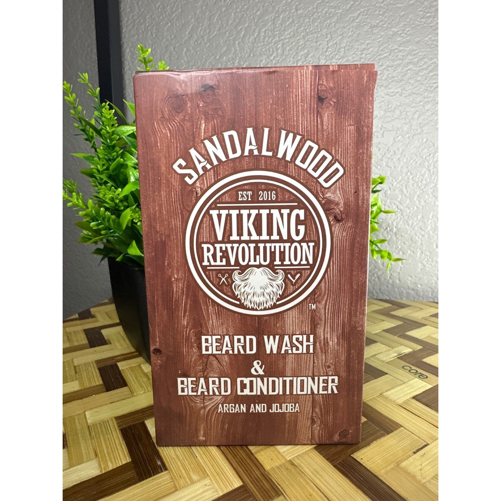 Viking Revolution Sandalwood Beard Wash and Conditioner Set Argan Jojoba 5oz New